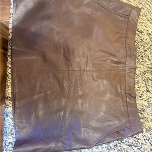 Elegant Brown Faux Leather Skirt
